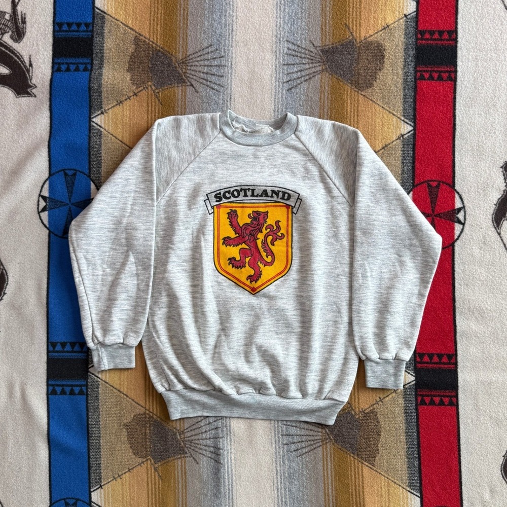 Vintage Scotland Lion Rampant Sweatshirt Heather Gray Raglan XS/S
